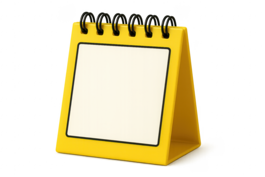 Yellow spiral desk calendar or memo pad with a blank page for notes