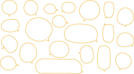 The bubbles are drawn in a hand-drawn or casual vector style, showcasing a wide variety of shapes and sizes.. orange color.
