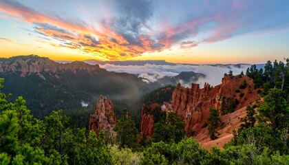 Breathtaking sunset over a mountain range