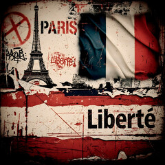 Gritty Paris street art celebrating French liberty