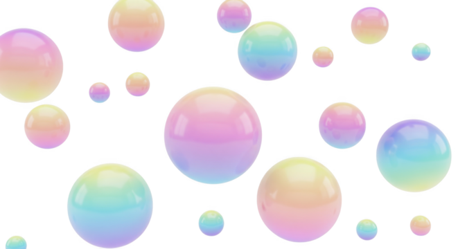 Iridescent Spheres: A mesmerizing display of ethereal orbs floating in a black void