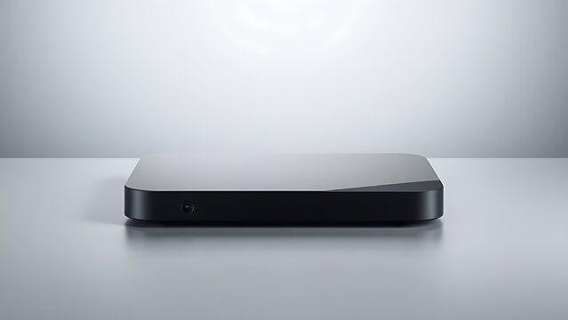 Sleek rectangular device with glossy finish on a gradient backdrop, exemplifying minimalist technological aesthetics.