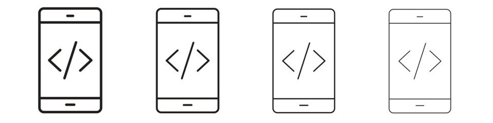 Mobile apps development icon concept. editable vector trendy illustrations.