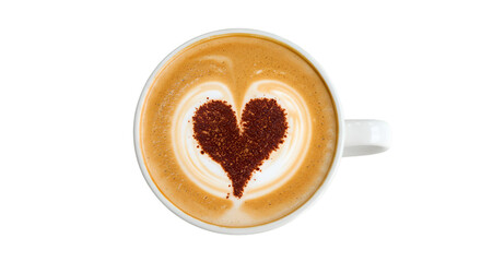 Coffee art, love in every sip: An artistic coffee cup decorated with a delightful heart shape, expressing love. This visual feast showcases the exquisite artistry of baristas. 