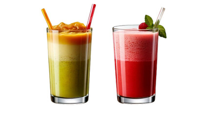 Smoothie glass with straw variations collection, isolated on transparent background