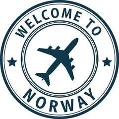 Fototapeta premium Welcome to norway travel airplane vector design illustration