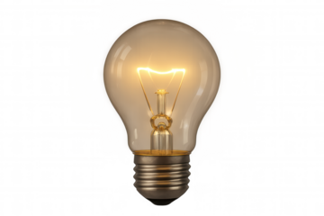 Glowing incandescent light bulb illuminating with bright electricity, symbolizing brilliant energy, idea, innovation