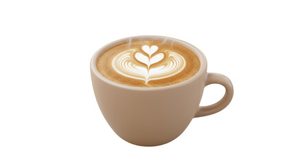 Latte Art Serenity: A warm cup of latte art, a perfect harmony of coffee and milk, inviting a moment of calm, with artistic design.