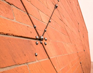 Brick wall with metal accents