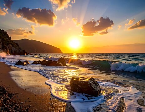 Stunning sunrise over a beach