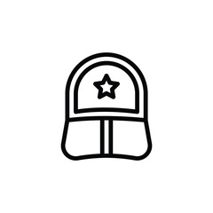 A black and white line art image of a Sovietstyle Ushanka hat with a star