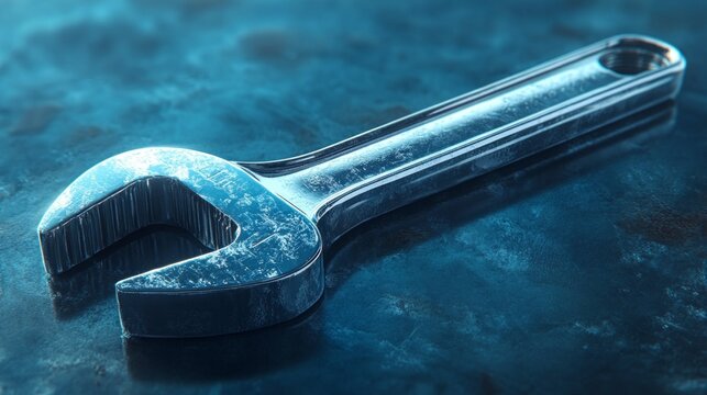 Close-up of a shiny metal adjustable wrench on a dark background, a tool for repair and construction — relevant for articles about DIY, hardware stores, and educational materials on repair.