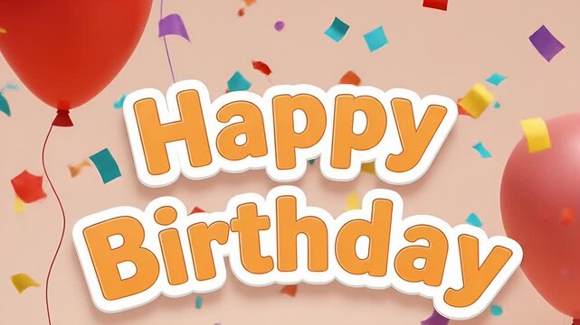 Happy Birthday Celebration with Balloons and Confetti.