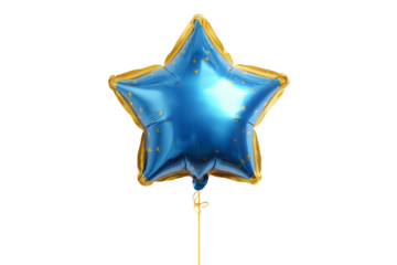 A Happy New Year star-shaped balloon, isolated on a transparent background.