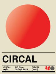 Minimalist Red Circle Poster  Bold Typography and Geometric Layout with Beige Background