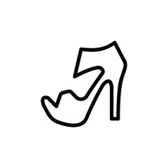 Black outline drawing of a highheeled shoe
