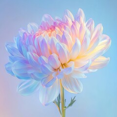 Fototapeta premium Delicate, pastel-hued chrysanthemum close-up