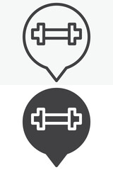 Obraz premium Dumbbell chat pin line outline & solid different style icon set pack
