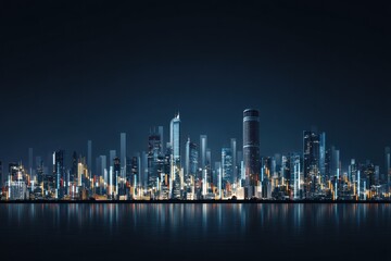 Fototapeta premium Illuminated cityscape with data representation