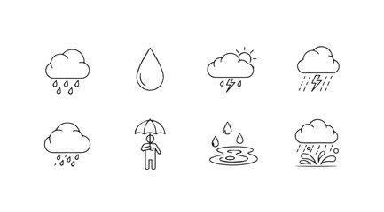 Vector art of rainy weather forecast
