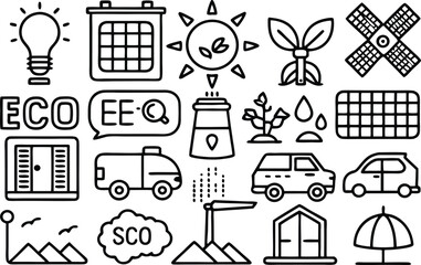  Eco Friendly Technology and Nature Icons Collection