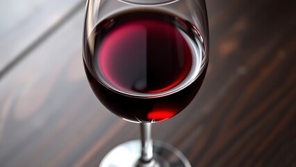 Elegant crystal goblet filled with red wine on a dark surface.