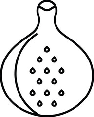 Simple Line Art Icon of a Pomegranate with Seeds and Stem