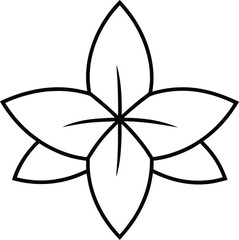 Stylized Black and White Flower Icon with Six Petals and Central Detail