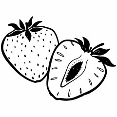 "Fresh Watercolor Strawberries Set  Whole & Sliced Fruit Illustration for Food Packaging, Kitchen Decor & Organic Branding"