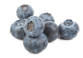 fresh blueberries isolated on white background close up. studio shot.