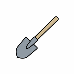 Simple Line Art Cartoon Spade Garden Tool Illustration Farming Equipment