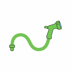 Cartoonish Handdrawn Garden Hose Watering Sprayer Irrigation Tool Illustration