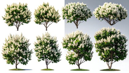 Obraz premium Digital renderings of flowering trees