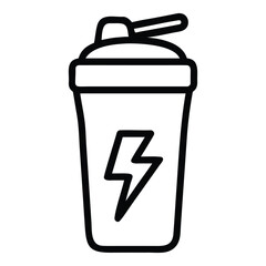 Protein shaker bottle with lightning bolt symbol for fitness and health drinks vector