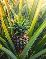 Pineapple in a field