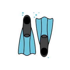 Simple Flat Style Swimming Fins Aquatic Sport Equipment Illustration
