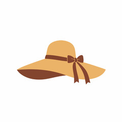 Simple Flat Style Summer Beach Hat Fashion Accessory Illustration