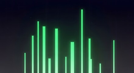 Dynamic green data visualization showing financial growth and technological innovation on dark background