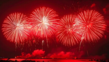 Red Fireworks Display Night Celebration.