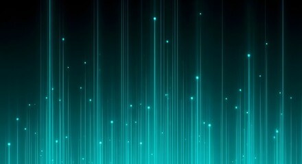 Dynamic teal light streams and dots background for modern technology and data visuals