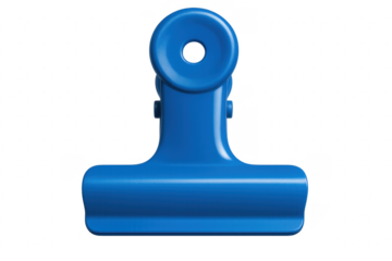 Blue bulldog clip holding papers office supplies