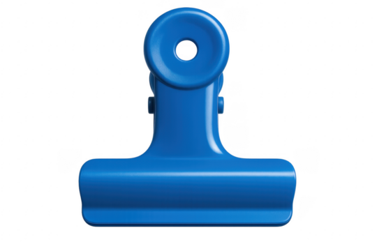 Blue bulldog clip holding papers office supplies