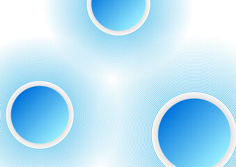 Blue and white minimal hi-tech geometric background with linear circles. Vector design