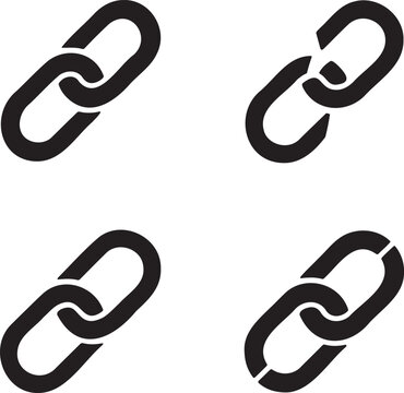 Minimalist Chain Link Icon Set &ndash; Black Connection Symbols in 2x2 Grid Design 