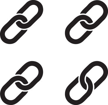 Minimalist Chain Link Icon Set &ndash; Black Connection Symbols in 2x2 Grid Design 