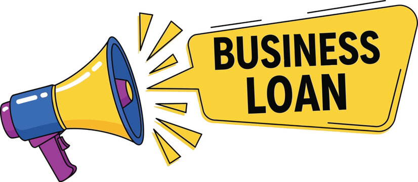 Business loan announcement with megaphone for small business
