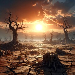 Desolate sunset landscape