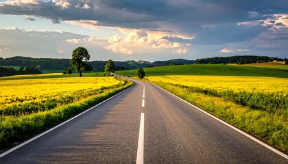 Obraz premium Scenic Country Road Journey Summer Landscape.