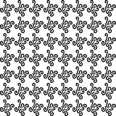 Curve Seamless black and white ornamental pattern. Vector illustration.