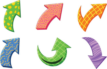 Cartoon arrow vector set colorful direction pointer illustration